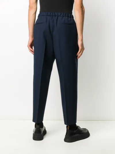 elastic waist tapered trousers