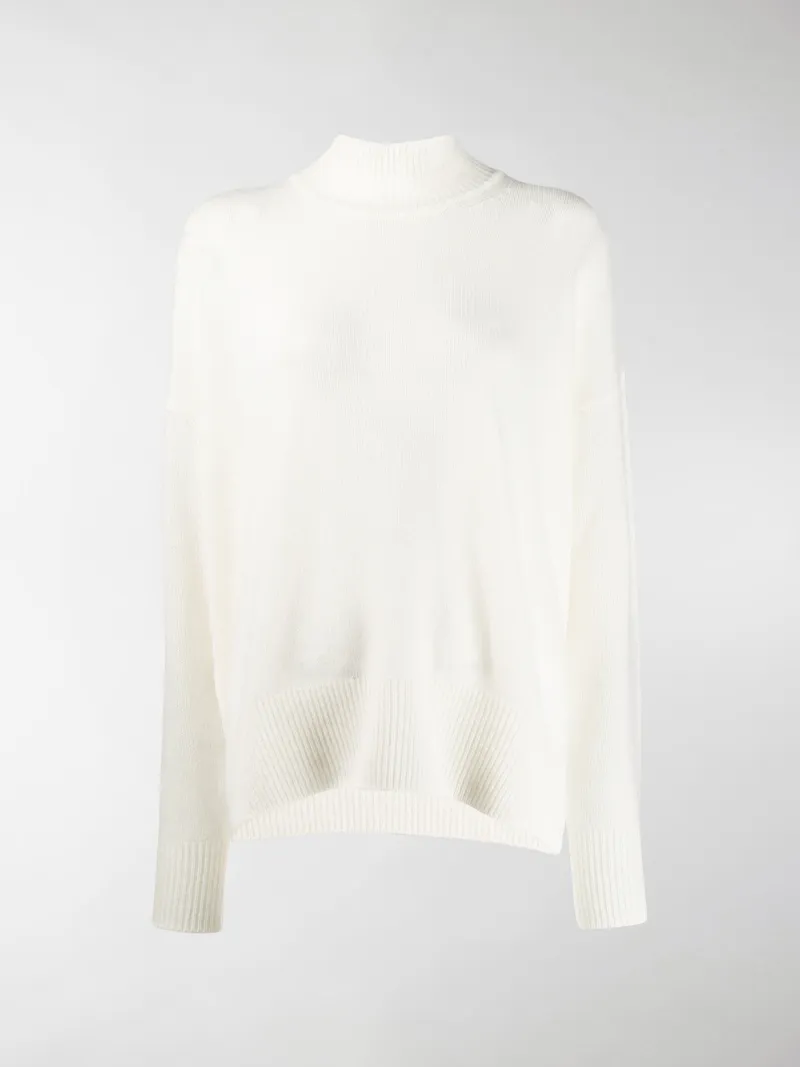 white high neck knitted jumper