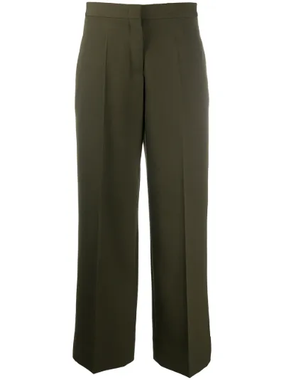 khaki flared trousers