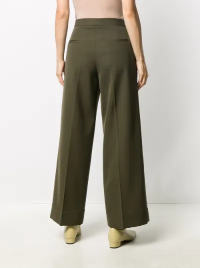 khaki flared trousers