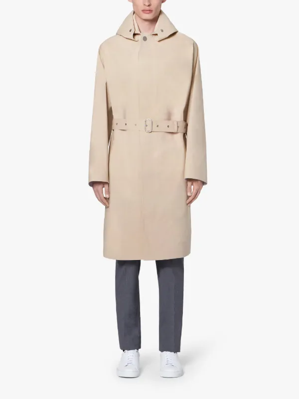 JIL SANDER+  Beige Bonded Cotton Hooded Coat