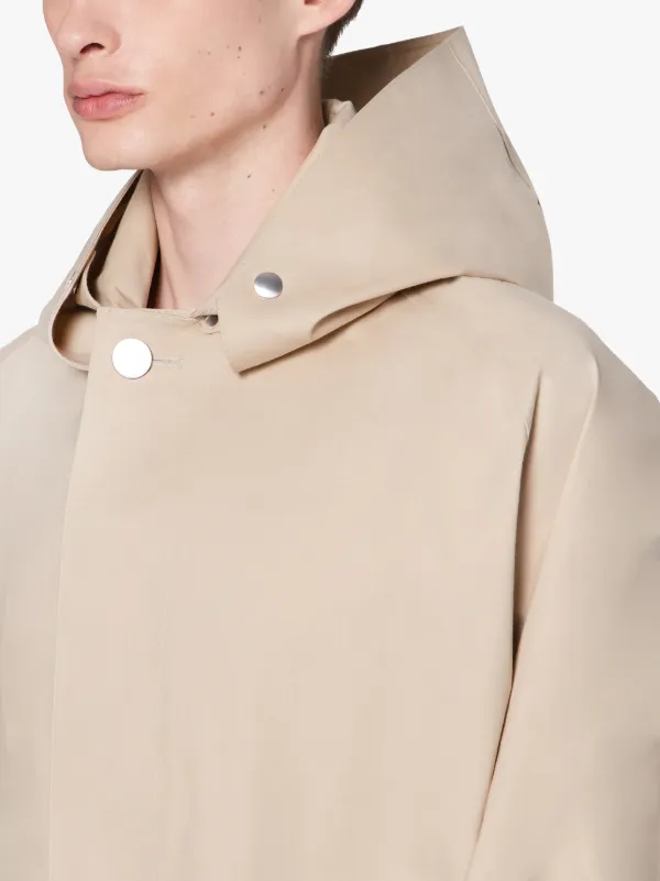 JIL SANDER+  Beige Bonded Cotton Hooded Coat