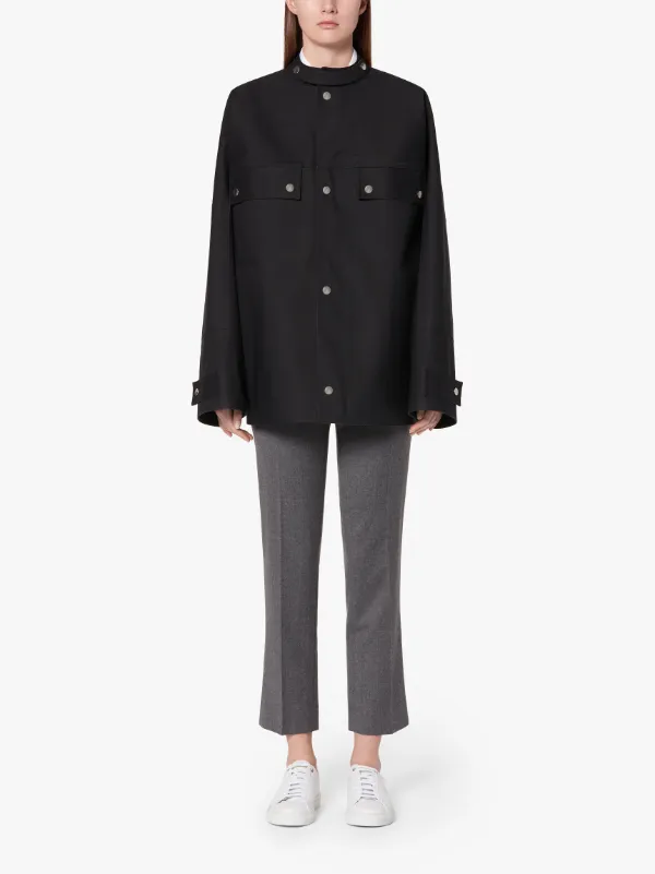 JIL SANDER+ Black Bonded Cotton Caban Jacket