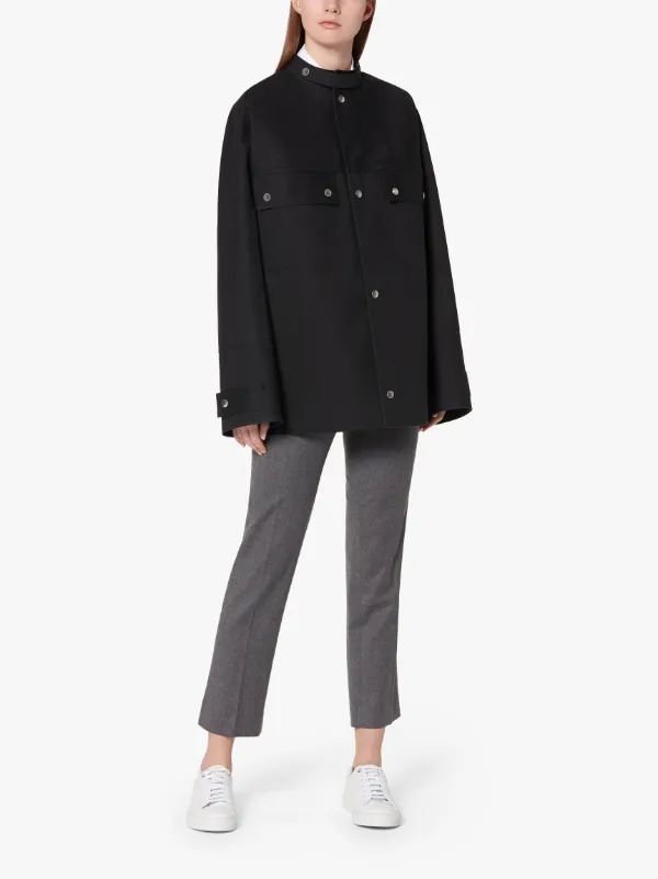 JIL SANDER+ Black Bonded Cotton Caban Jacket