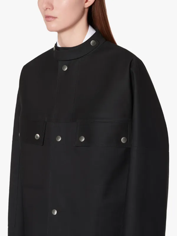 JIL SANDER+ Black Bonded Cotton Caban Jacket