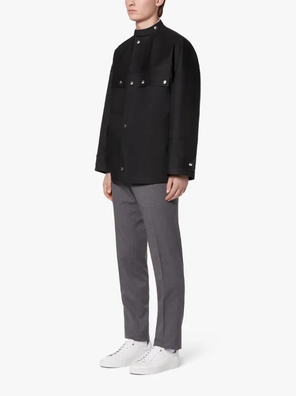 JIL SANDER+ Black Bonded Cotton Caban Jacket