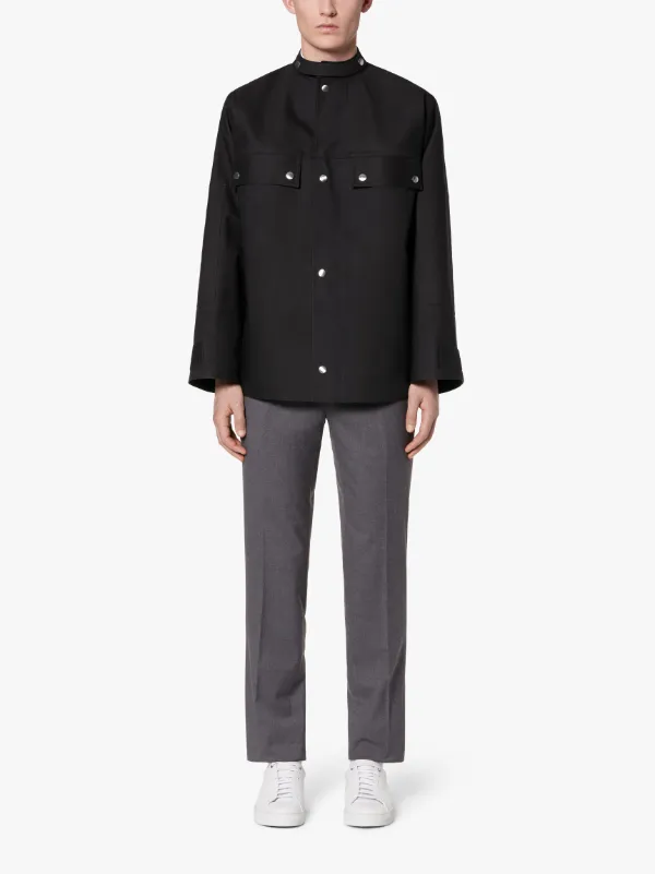 JIL SANDER+ Black Bonded Cotton Caban Jacket