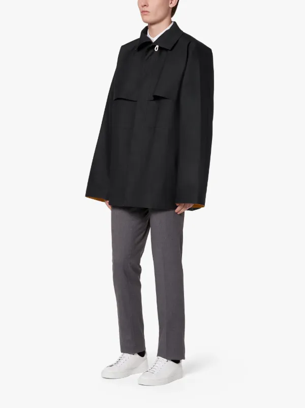 JIL SANDER+ Black Bonded Cotton Field Jacket