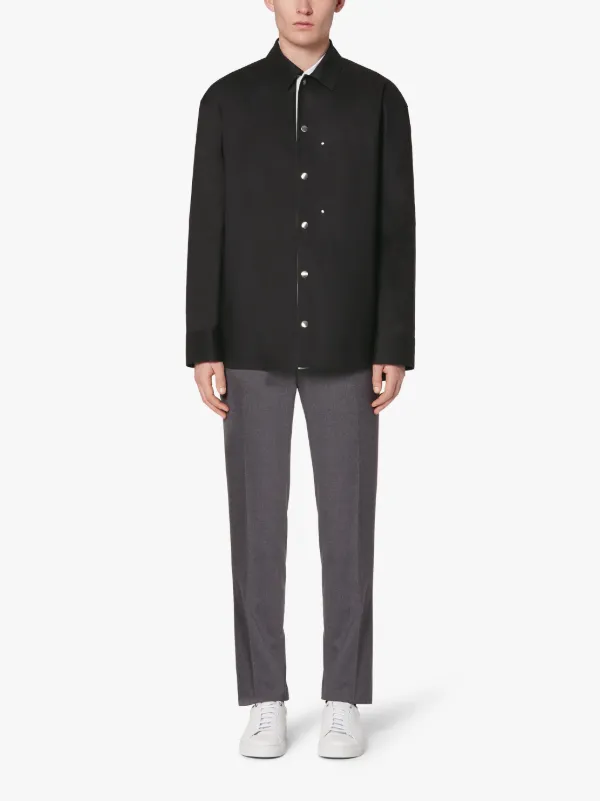 JIL SANDER+ Black Bonded Cotton Outer Shirt