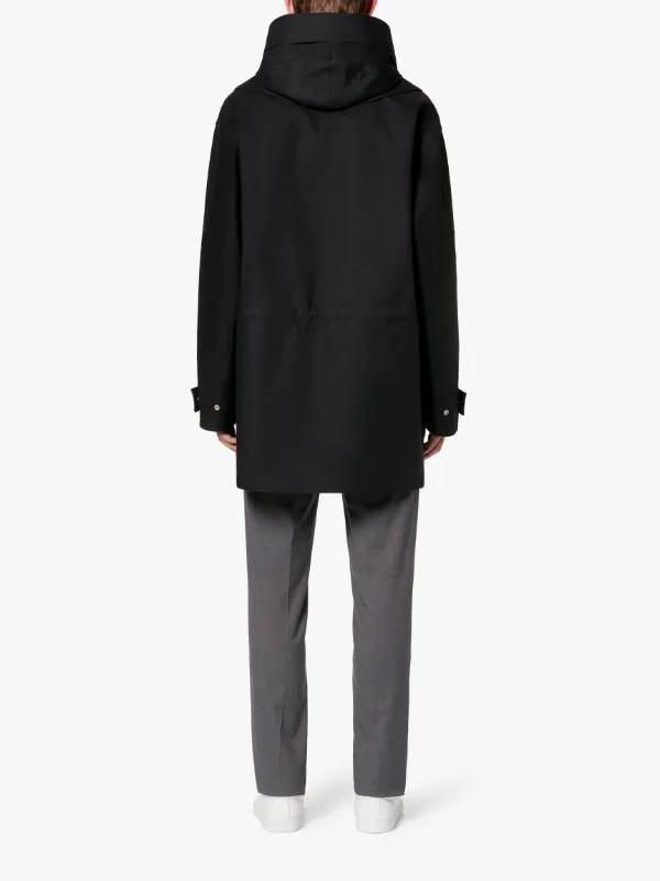 JIL SANDER+ Black Bonded Cotton Short Parka