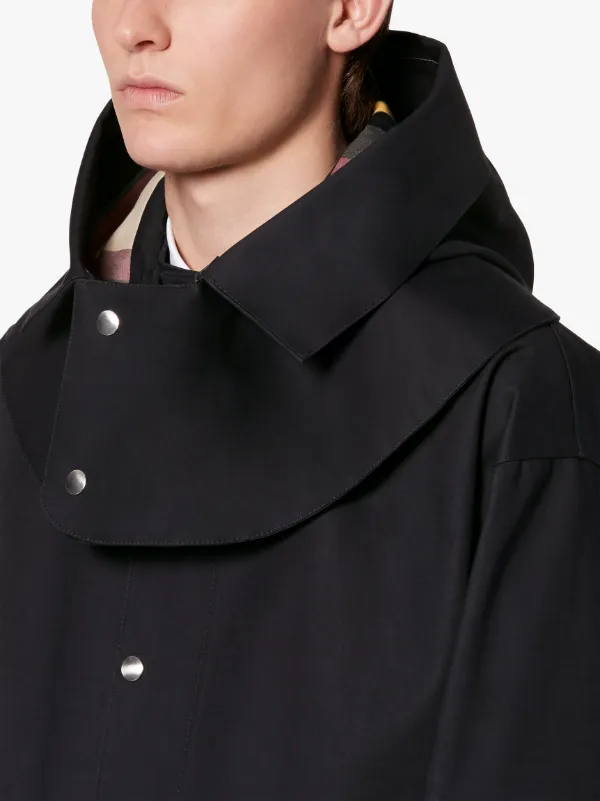 JIL SANDER+ Black Bonded Cotton Short Parka