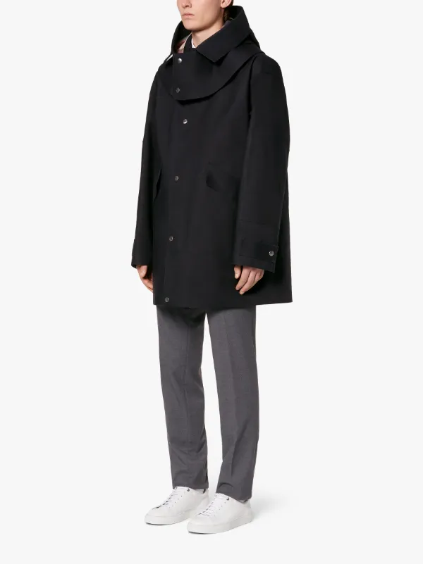 JIL SANDER+ Black Bonded Cotton Short Parka