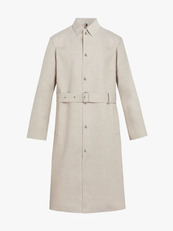 JIL SANDER+ Grey Bonded Cotton Blend Single-Breasted Coat