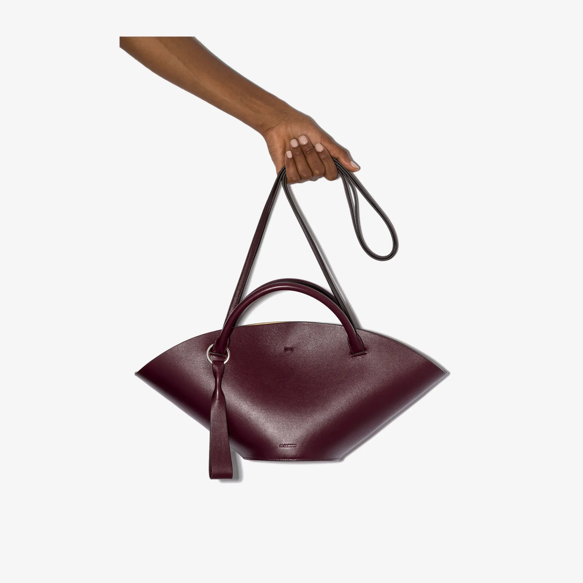 purple leather tote