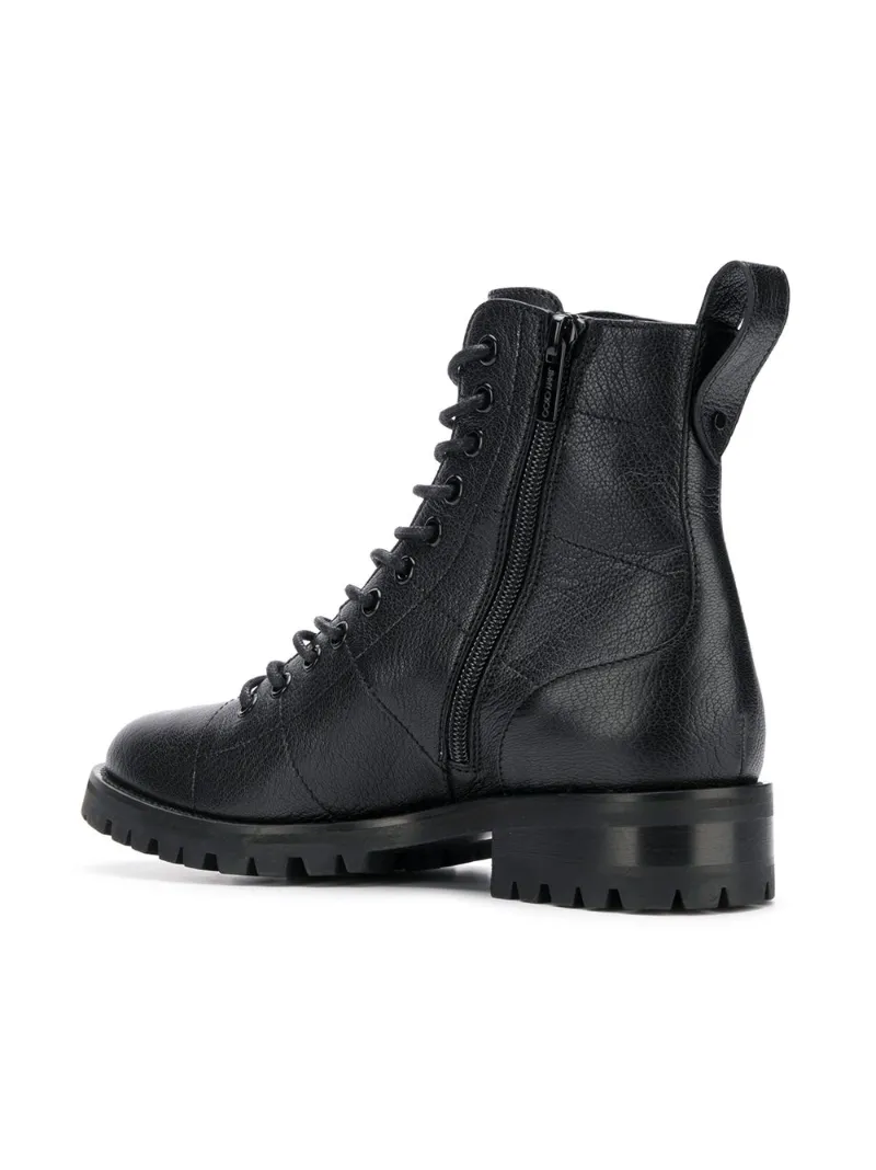 black flat combat boots