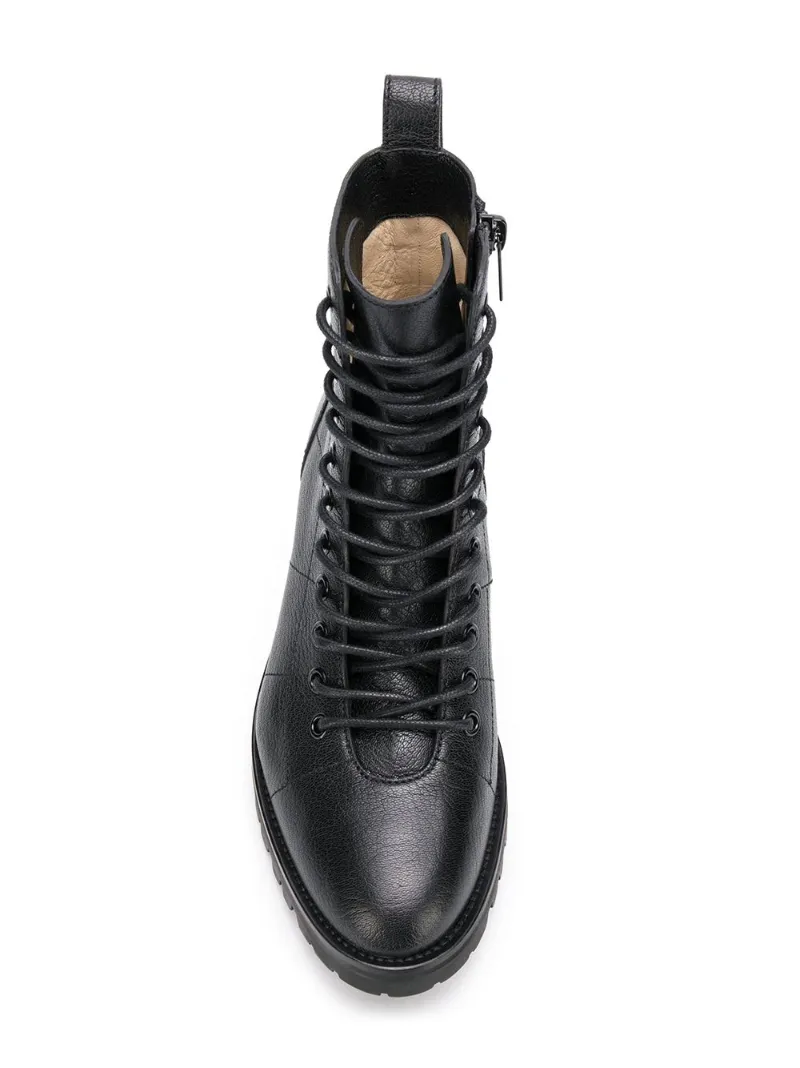 black flat combat boots