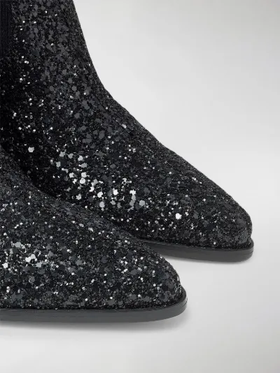 Jimmy Choo glitter western boots black 