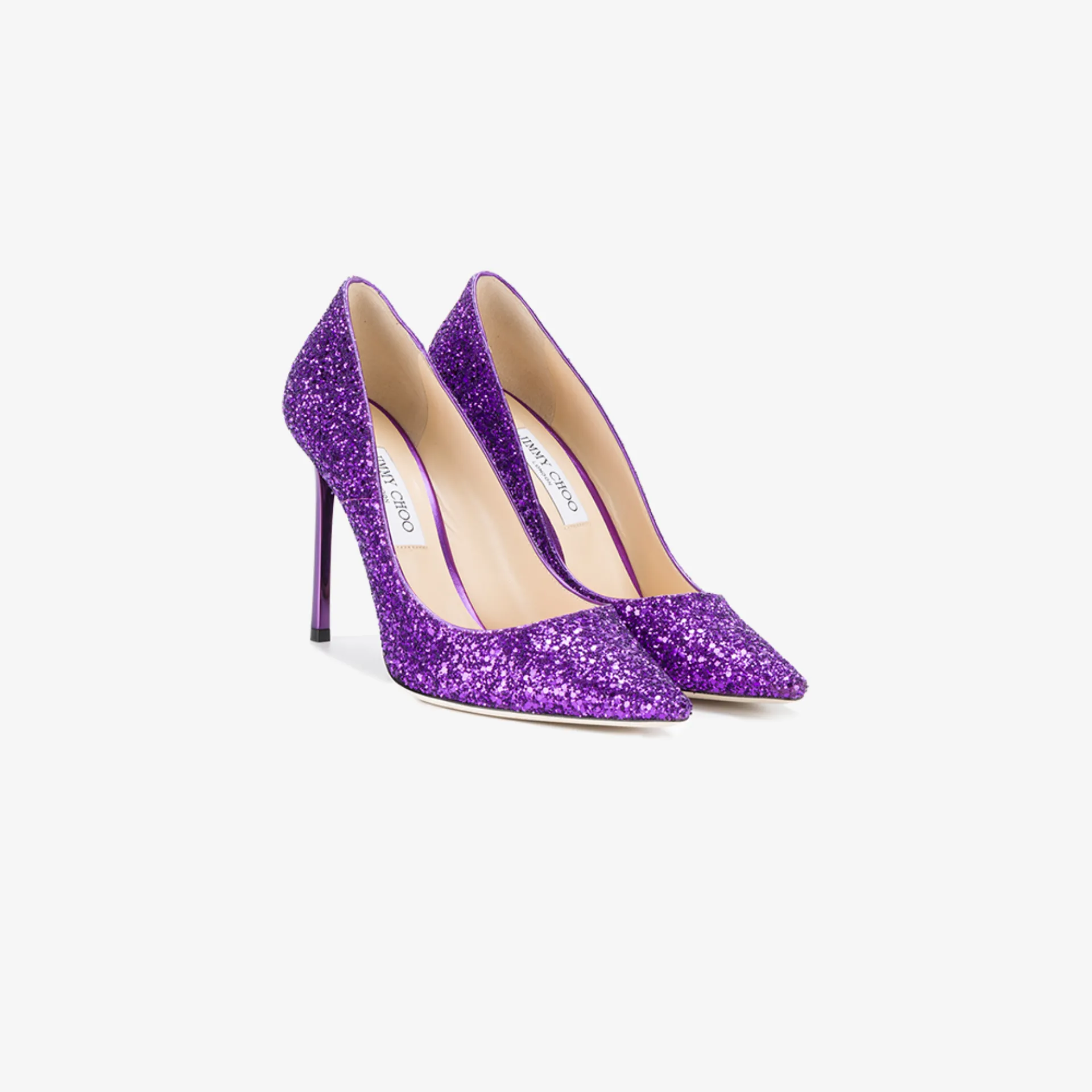 purple glitter pumps