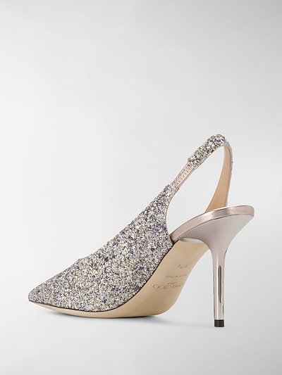 Jimmy Choo Slingback Glitter Effect Pumps Silver Modes