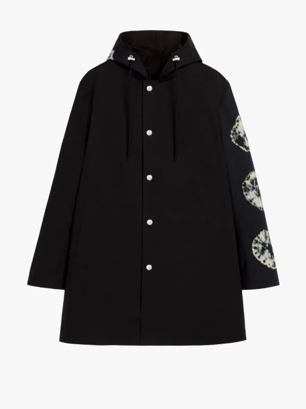 JOHN ELLIOTT Black Shibori Dye Bonded Cotton Hooded Coat