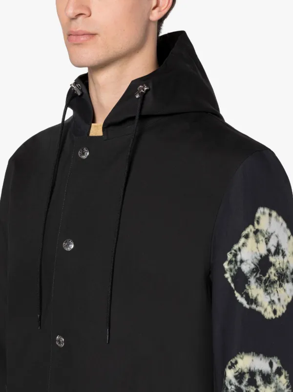 JOHN ELLIOTT Black Shibori Dye Bonded Cotton Hooded Coat