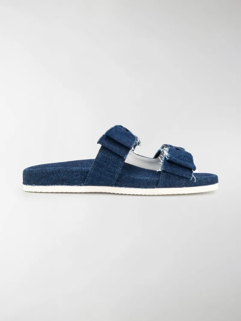 denim slides with bow