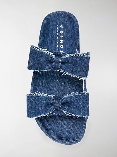 denim slides with bow