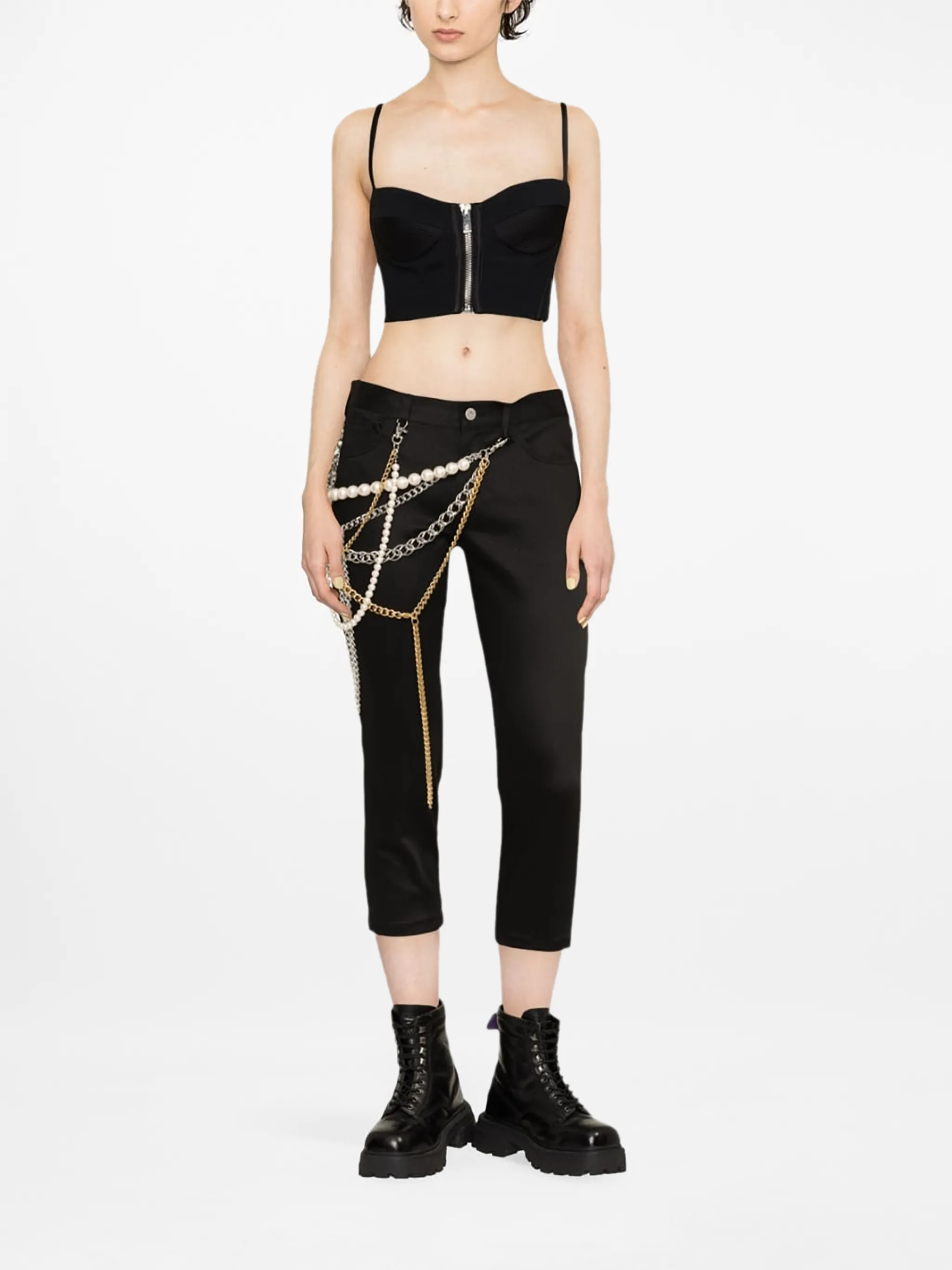 完璧 Junya Watanabe detachable-chains cropped trousers | Eraldo トップス