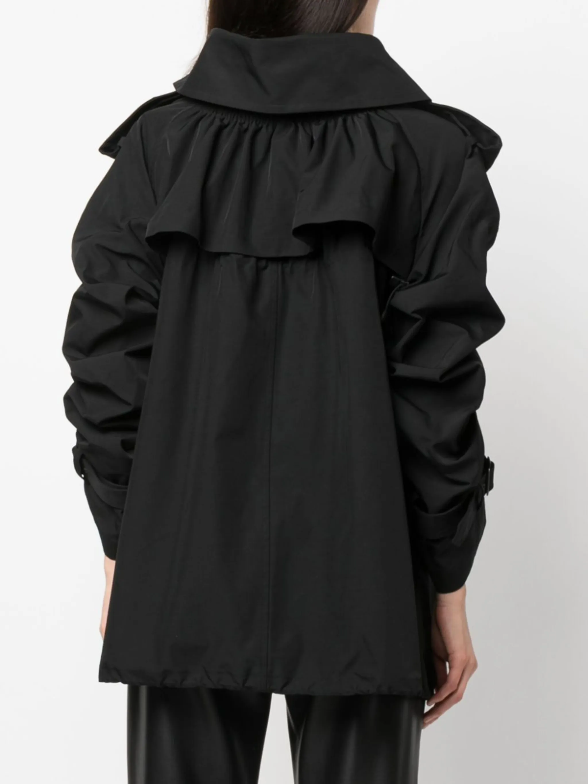 Junya Watanabe drawstring-sleeve double-breasted trench coat Junya Watanabe drawstring-sleeve double-breasted trench coat