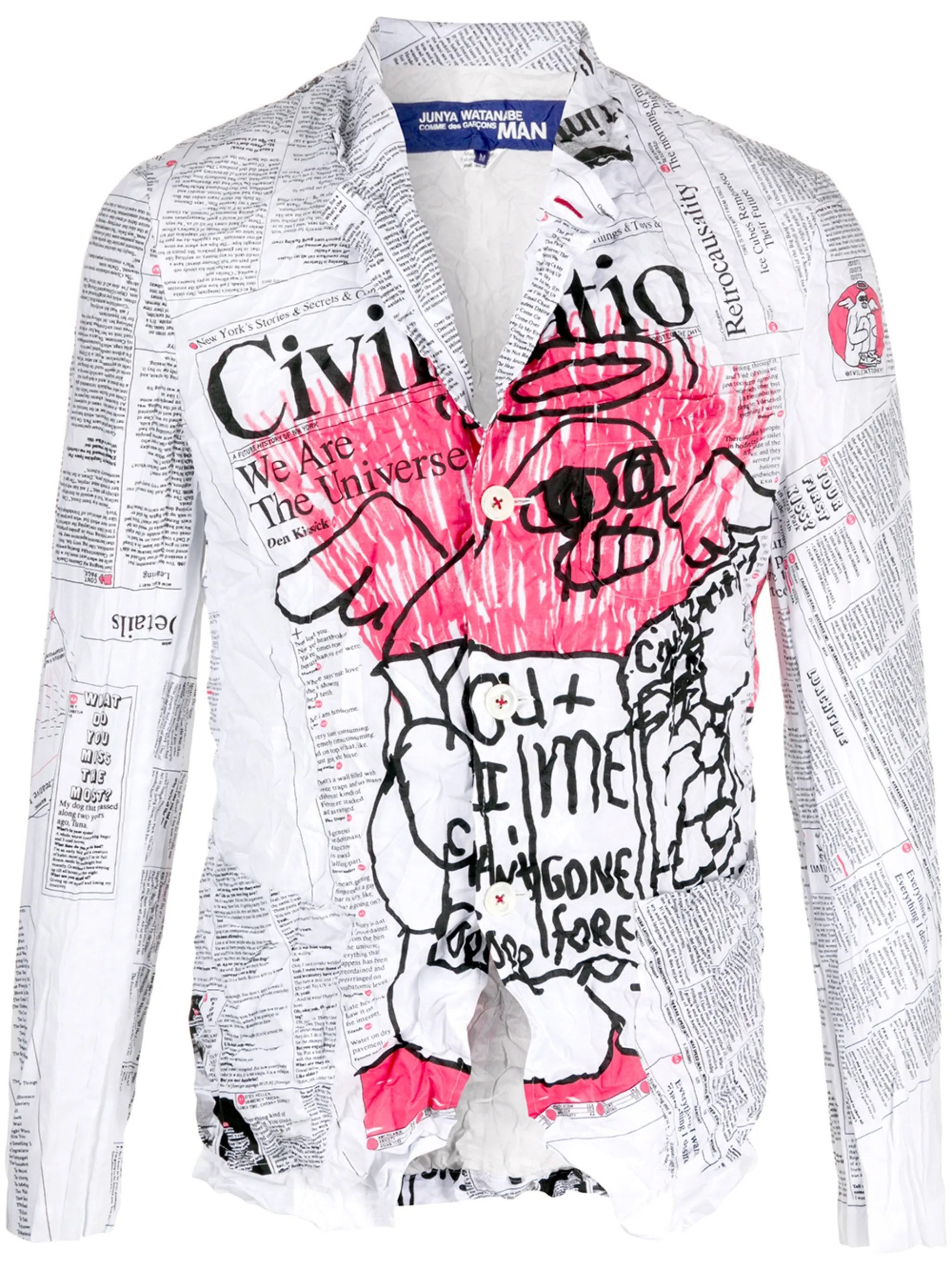 crinkled newspaperprint blazer Junya Watanabe MAN US