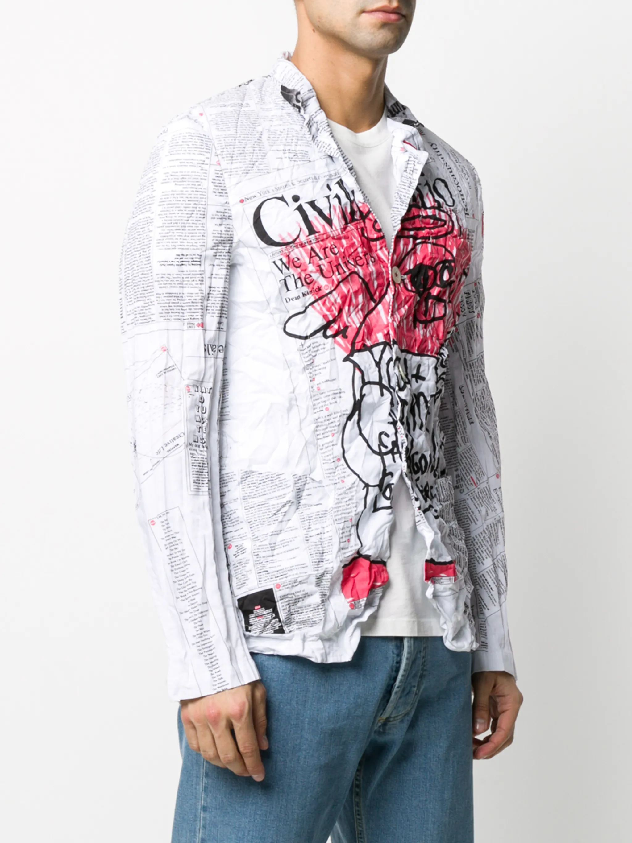crinkled newspaperprint blazer Junya Watanabe MAN US