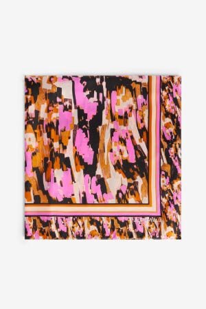 Abstract-Print Silk Shawl Scarf