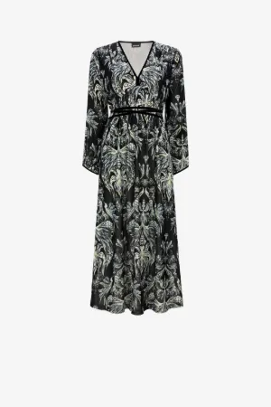 Abstract-Print Velvet Dress