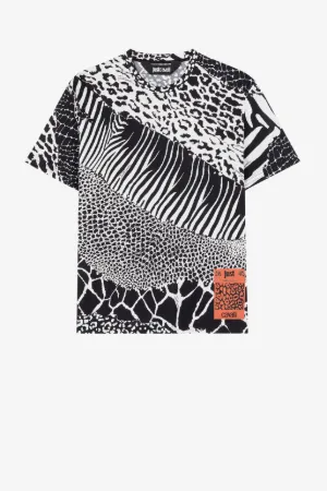 Camiseta de algodón Just Cavalli con estampado Patchwork