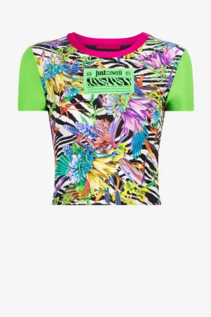Camiseta Just Cavalli con estampados Floral y Zebra