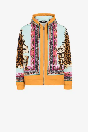 Chaqueta de algodón Just Cavalli con capucha y estampado Jaguar