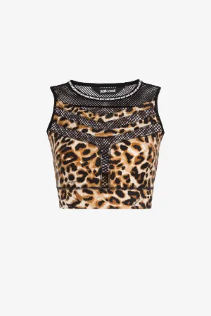 Crop top Just Cavalli con stampa Jaguar