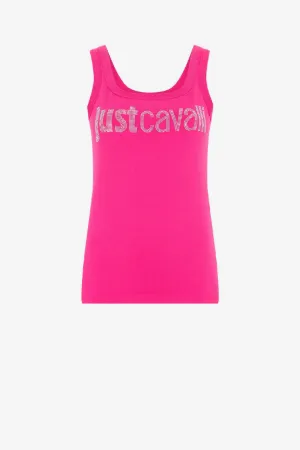 Débardeur à logo Just Cavalli en cristaux