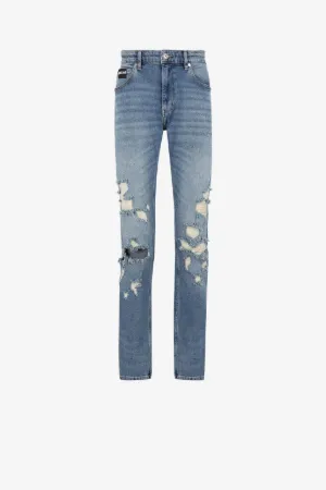 Jean droit déchiré à logo Just Cavalli