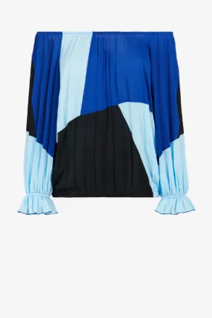 Just Cavalli Abstract-Print Pleated Top