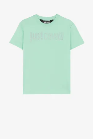 Just Cavalli Crystal-Embellished Logo T-Shirt