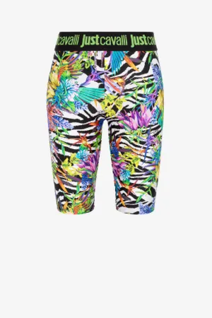 Just Cavalli Floral And Zebra-Print Cycling Shorts