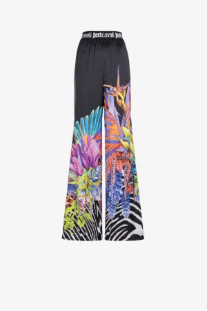 Just Cavalli Floral And Zebra-Print Flared Trousers