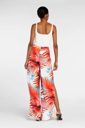 Just Cavalli Palm-Print Flared Trousers