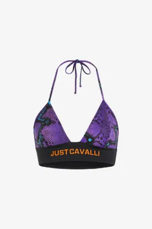 Just Cavalli Python-Print Bikini Top