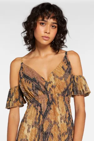 Just Cavalli Python-Print Pleated Dress