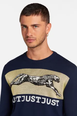 Maglione con giaguaro e logo intarsiato Just Cavalli -Sito ufficiale di Roberto  Cavalli®