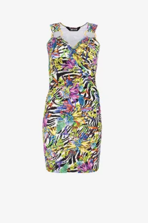 Mini abito Just Cavalli con stampa Zebra e motivo floreale