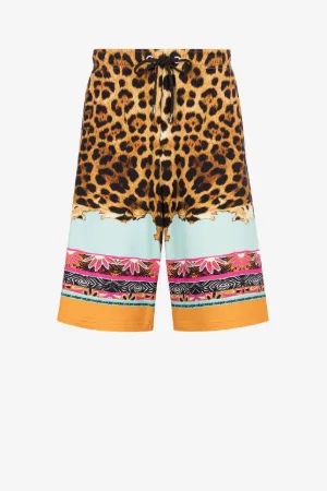Pantalón corto de algodón Just Cavalli con estampado Jaguar