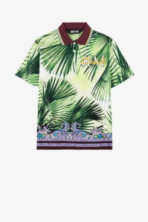 Polo de algodón Just Cavalli con estampado Palm